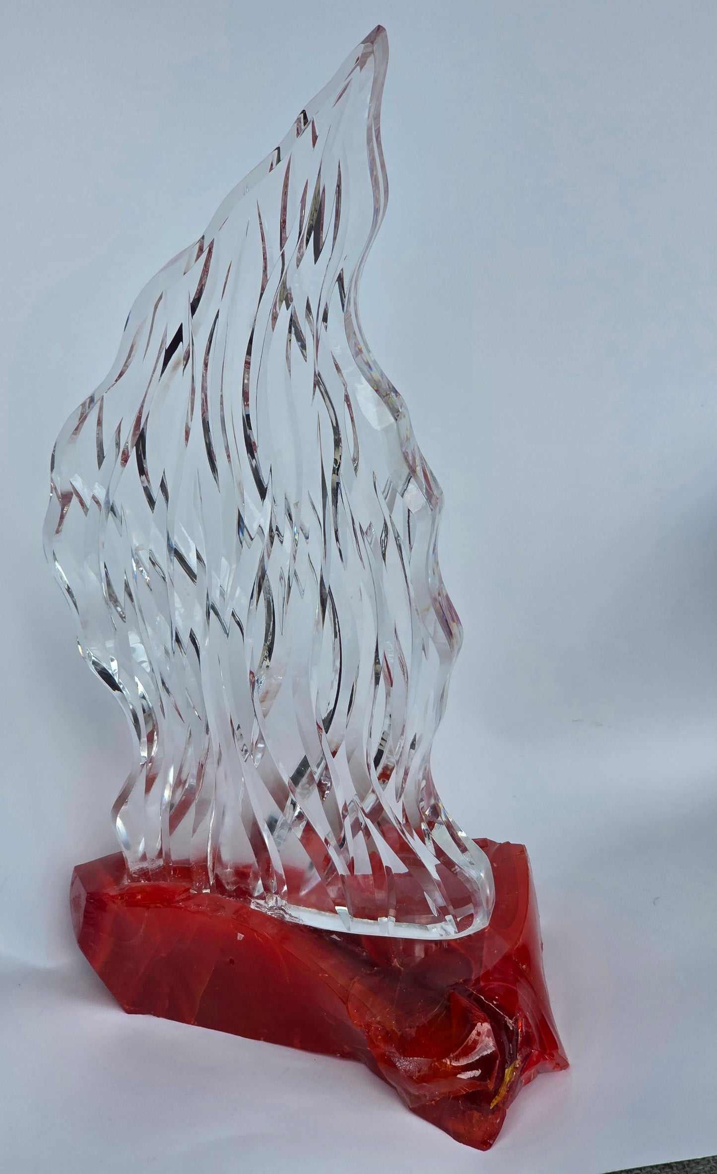 Hand cut Crystal plaque with L.E SMITH glass cullet base