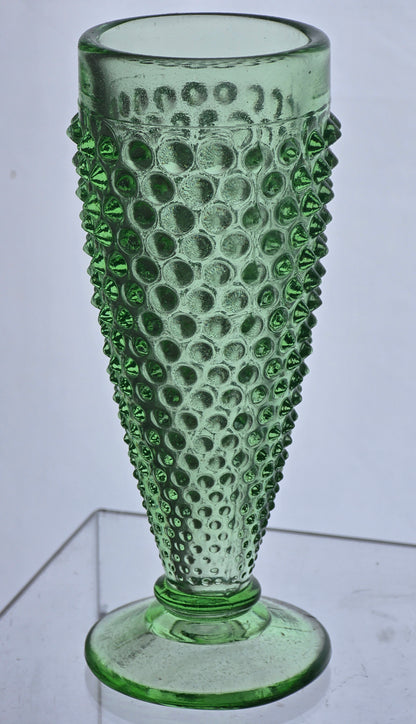 2 .L.E Smith Glass green HOBNAIL bud vase