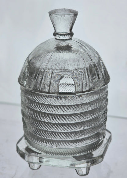 LE Smith glass clear bee hive honey jar