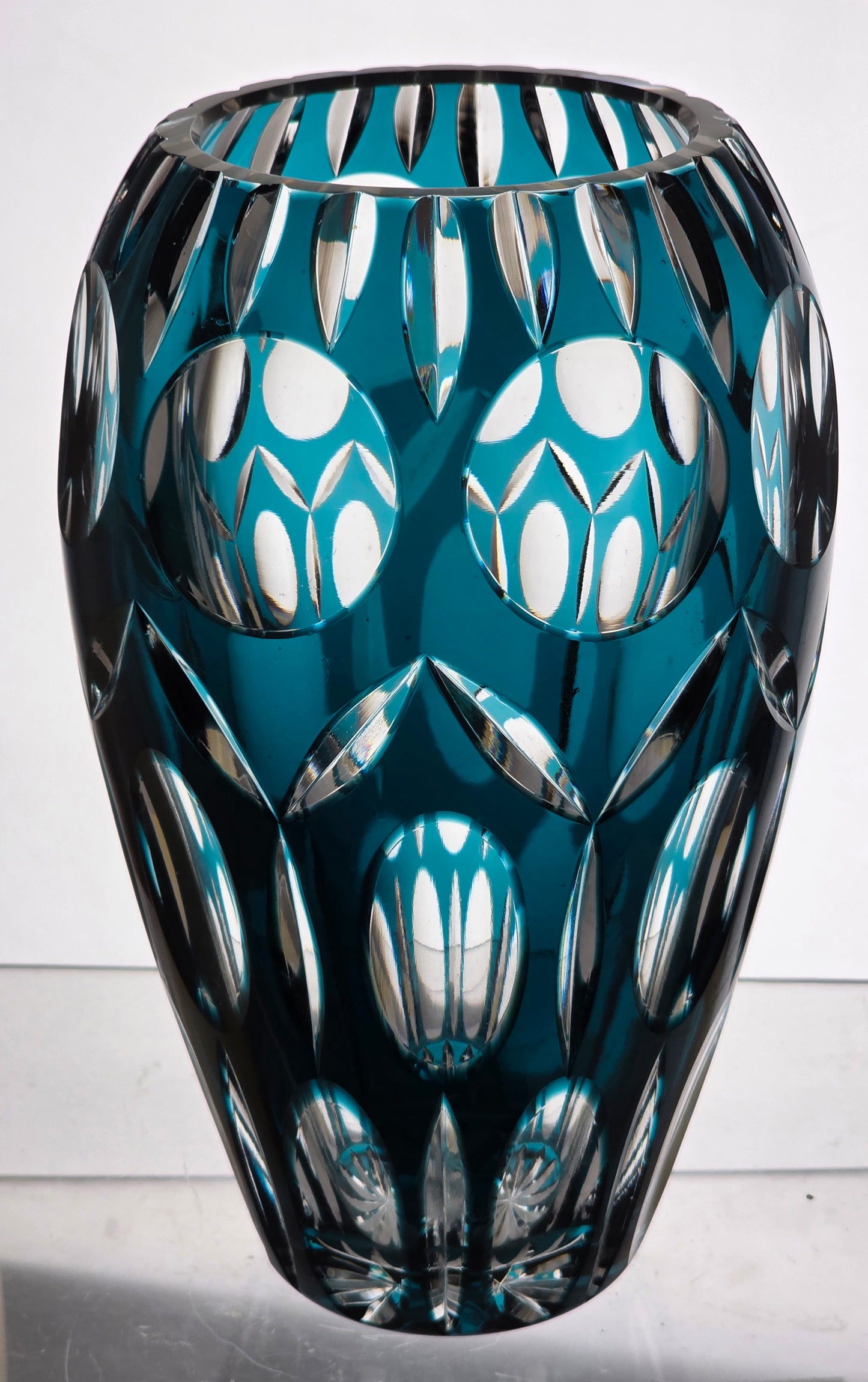 Hand Cut to clear Thiel glass vase