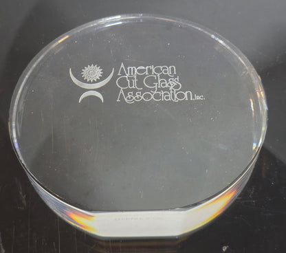 Signed Tiffany Plaque etched glass American Cut Glass Association