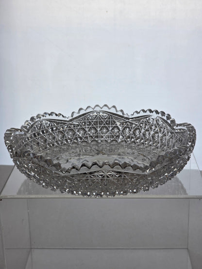 ABP cut glass low flashy bowl American brilliant period 1886 -1915 bob73