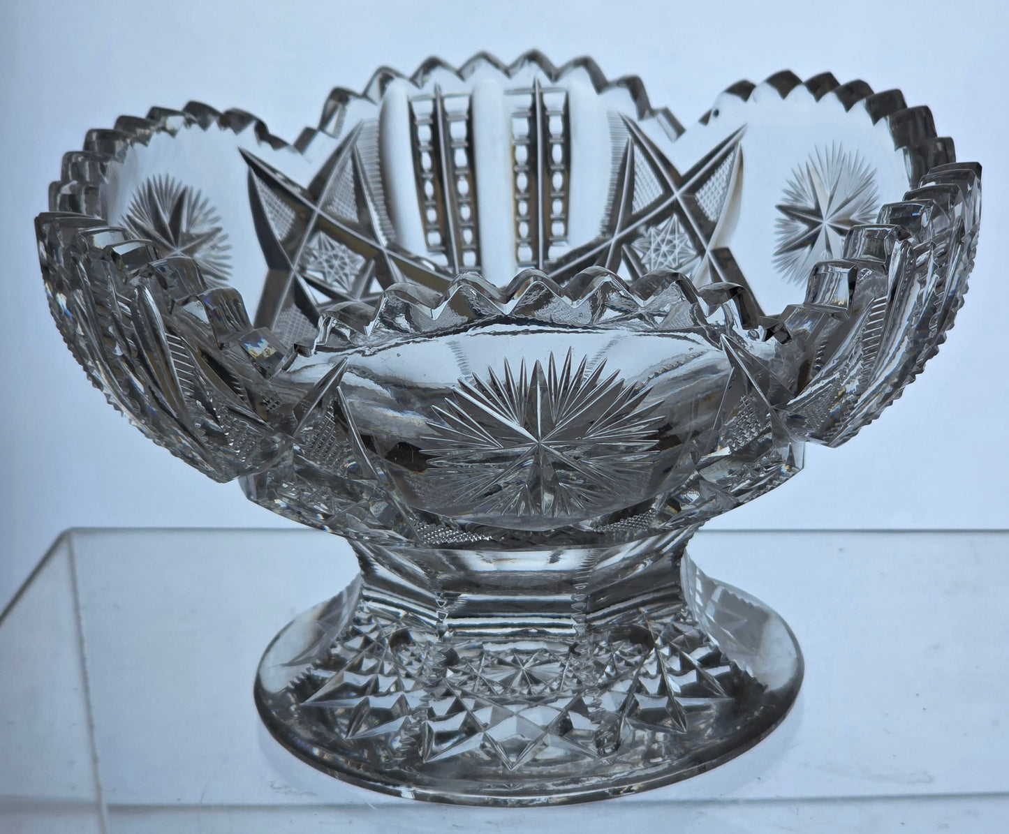 ABP cut glass pedestal American brilliant period 1886 -1915 PA10