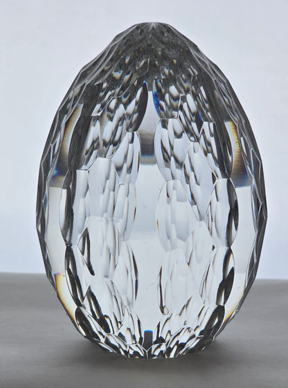 Hand cut glass honeycomb  paperweight, 32% lead crystal Signed