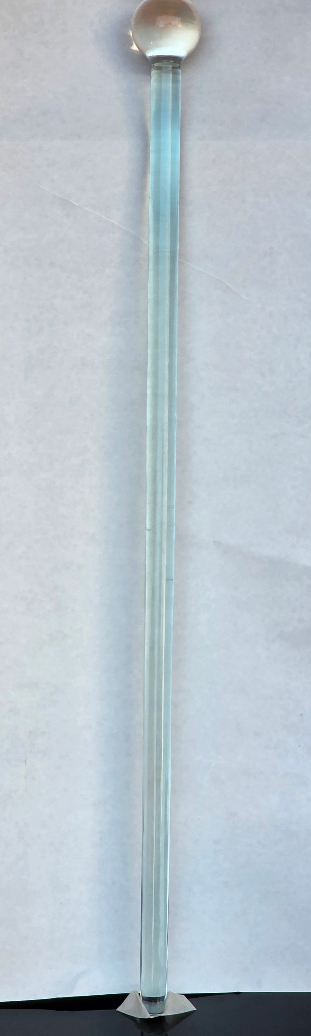 Clear glass cane walking stick round knob mug13