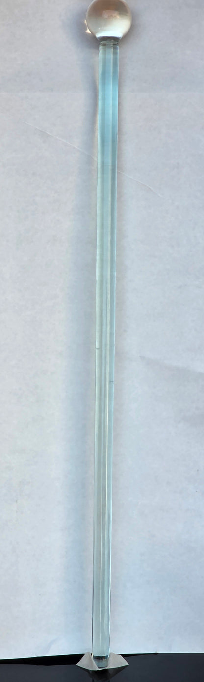 Clear glass cane walking stick round knob mug13
