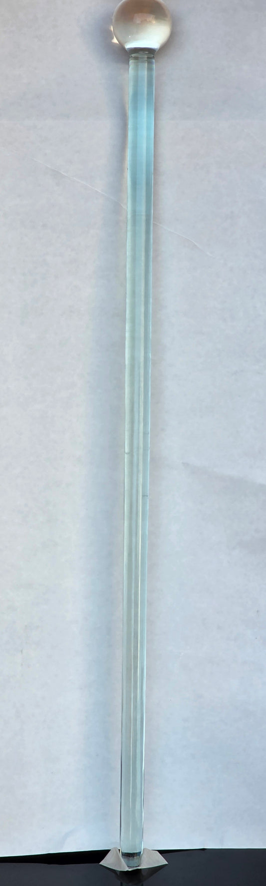 Clear glass cane walking stick round knob mug13
