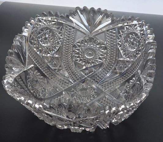 ABP cut glass square bowl American brilliant period 1886 -1915 bob8