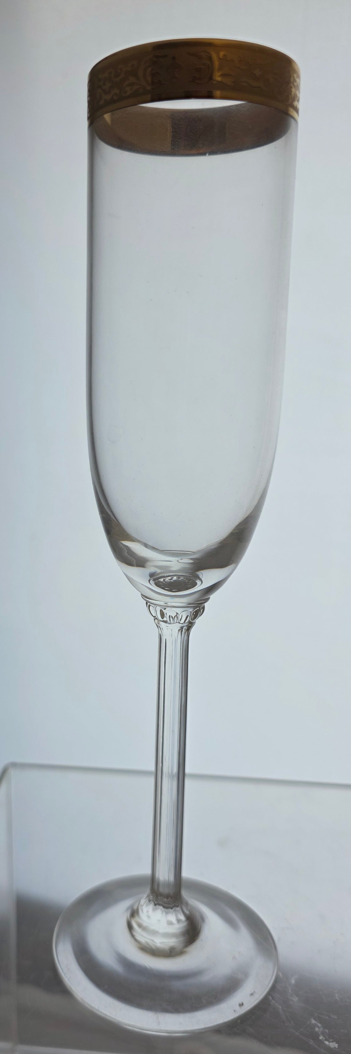 Pair Lenox Autumn glass flutes Crystal gold band