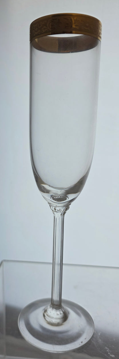 Pair Lenox Autumn glass flutes Crystal gold band
