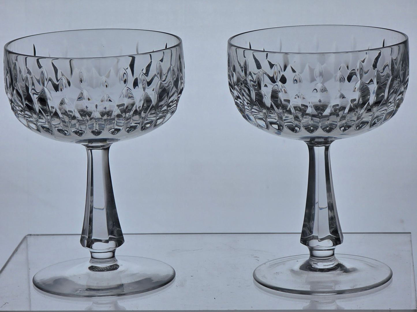 Gorham Crystal Chantilly dessert champagne glasses pair
