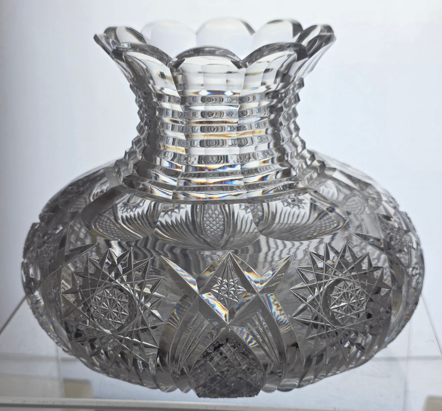 ABP cut glass Libbey Express flower center American brilliant period 1886 -1916 pa7