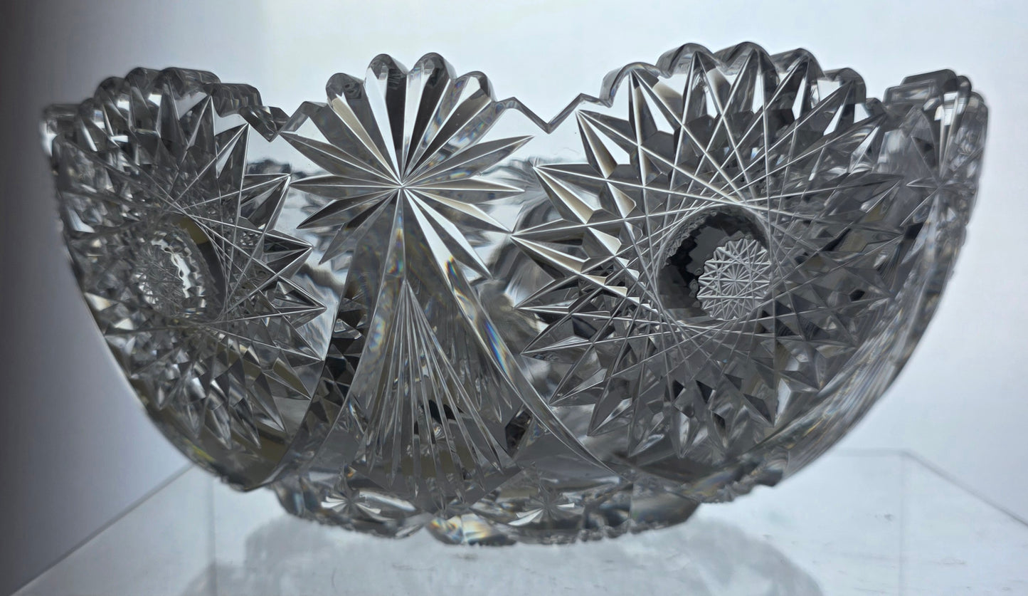 ABP cut glass mouth blown bowl American brilliant period 1886 -1915 tg2