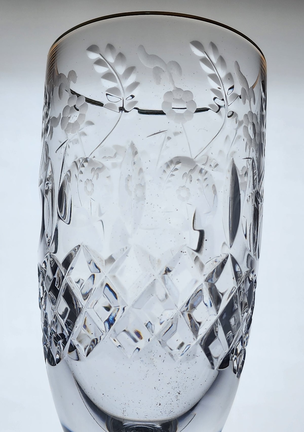 Pair Rogaska Hand Cut glass flutes lead crystal