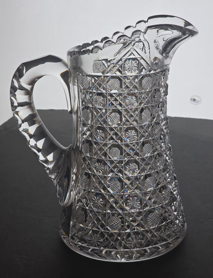 ABP cut glass Harvard pitcher American brilliant blown blank Bob26