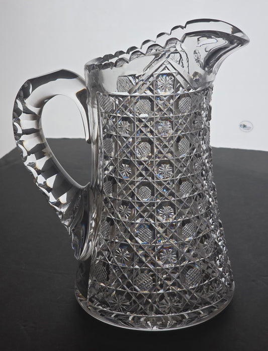 ABP cut glass Harvard pitcher American brilliant blown blank Bob26