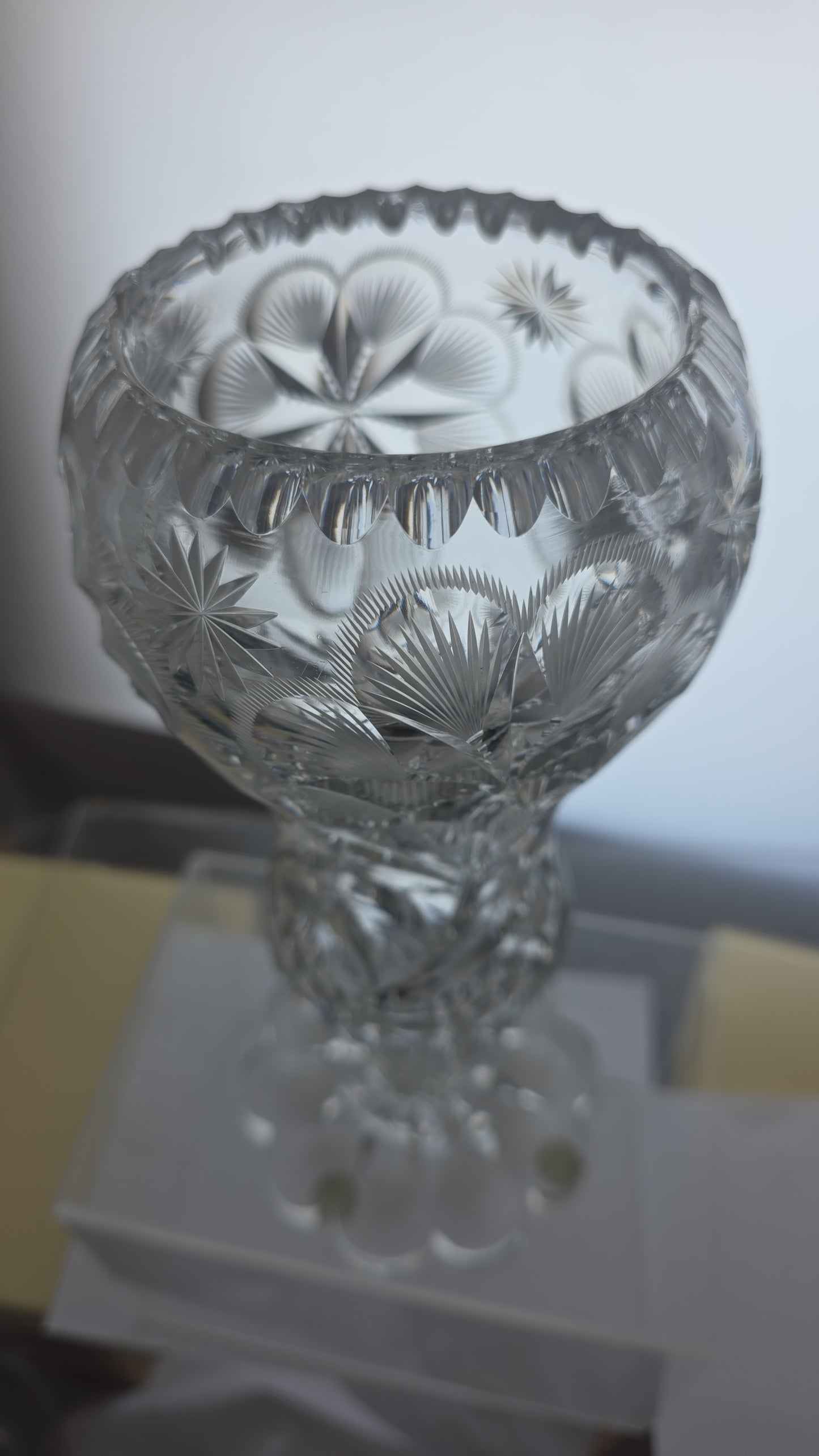 ABP cut glass vase American brilliant period 1886 -1915