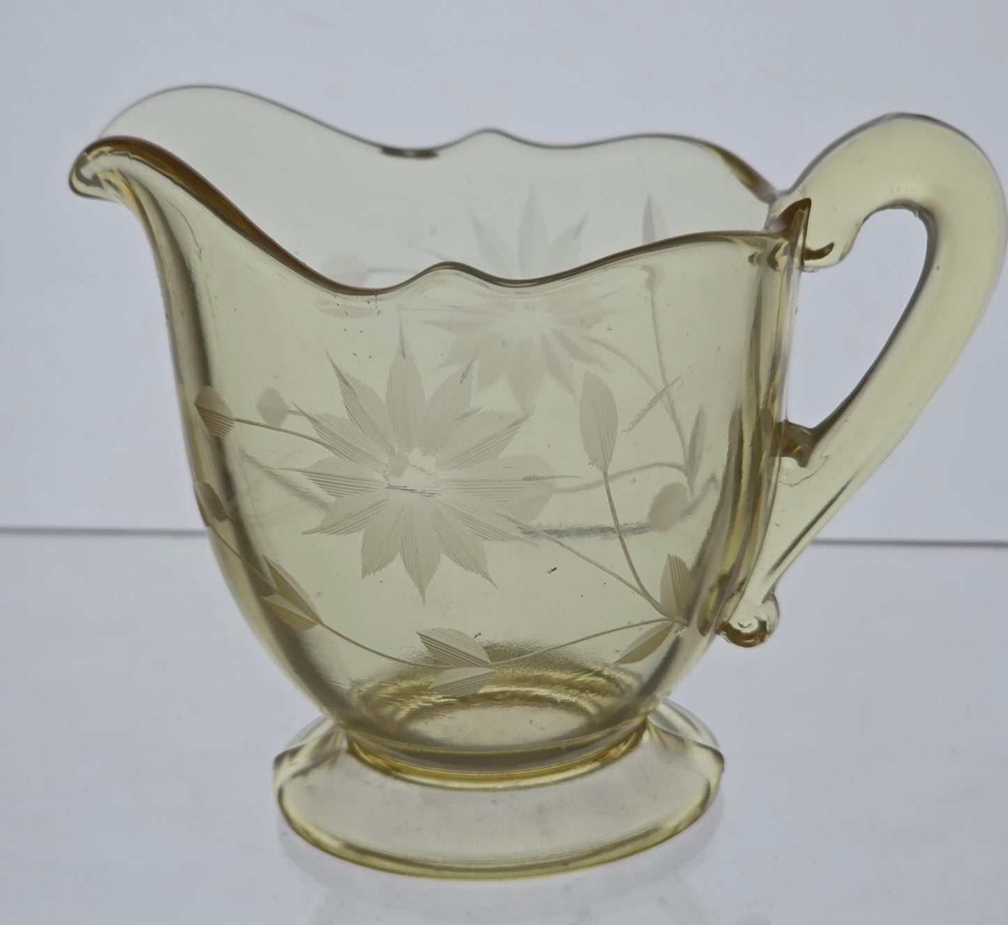 Lancaster Glass Co. Yellow Jubilee sugar and creamer set
