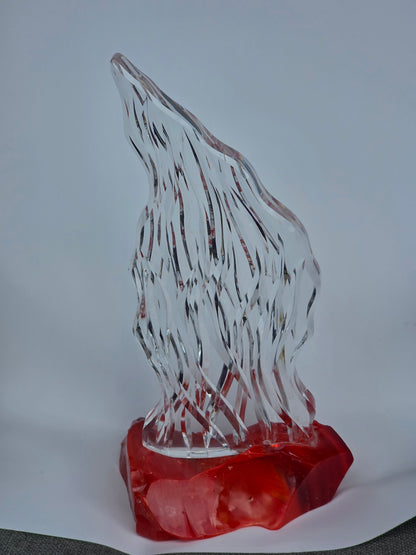 Hand cut Crystal plaque with L.E SMITH glass cullet base