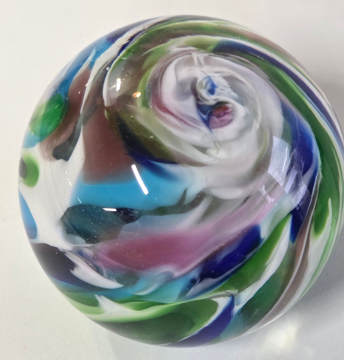 Art glass multicolor swirl paperweight