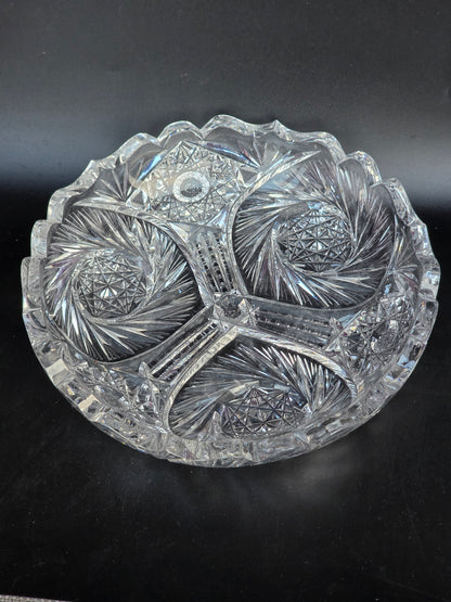 ABP cut glass low bowl American brilliant auc101