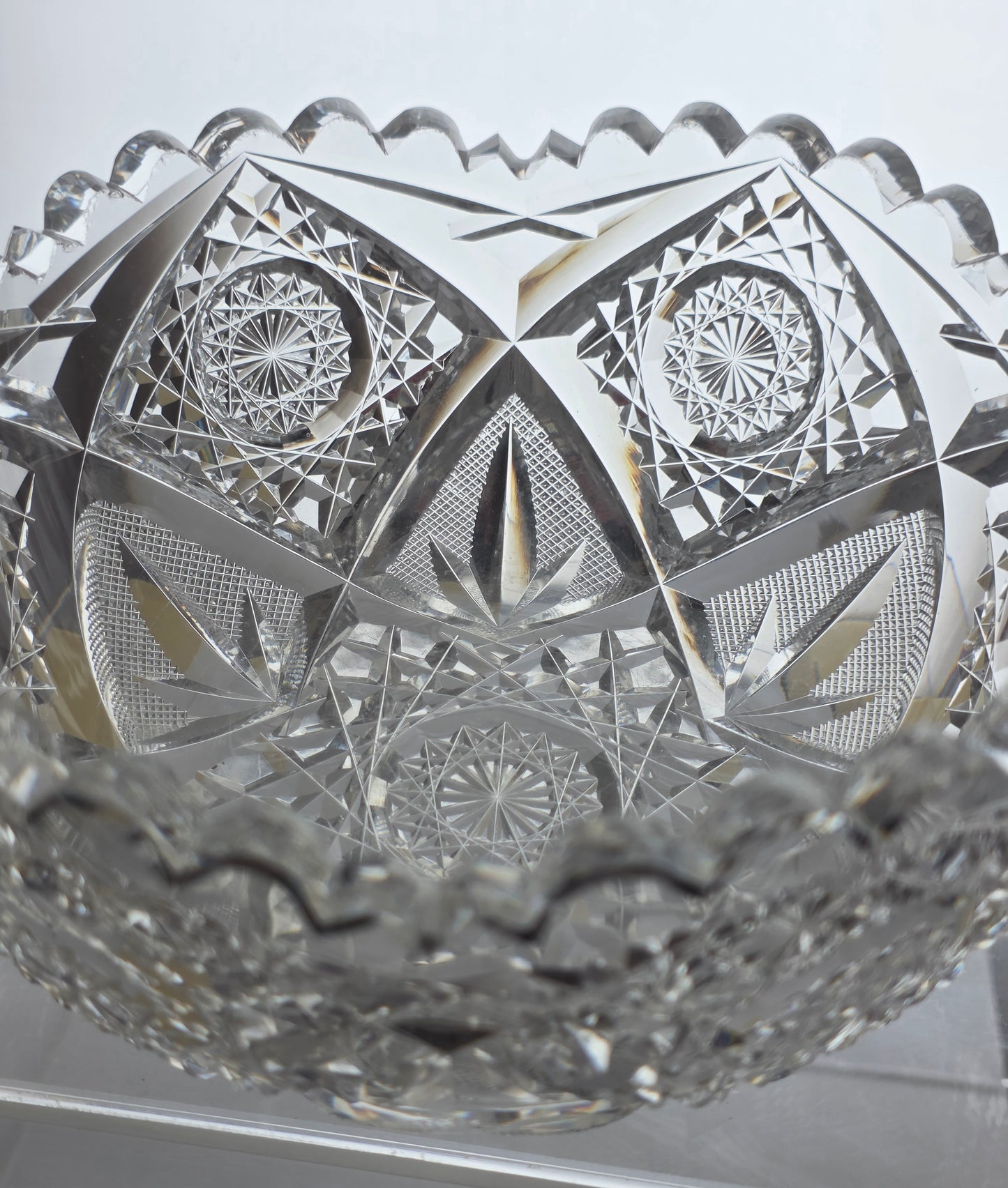 ABP cut glass mouth blown bowl American brilliant period 1886 -1915 tg3
