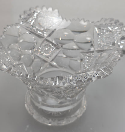 ABP cut glass blown blank Hawkes punch bowl American brilliant period Signed Hawkes Repaired