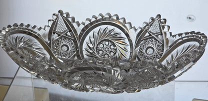 ABP cut glass oval bowl American brilliant period pa5