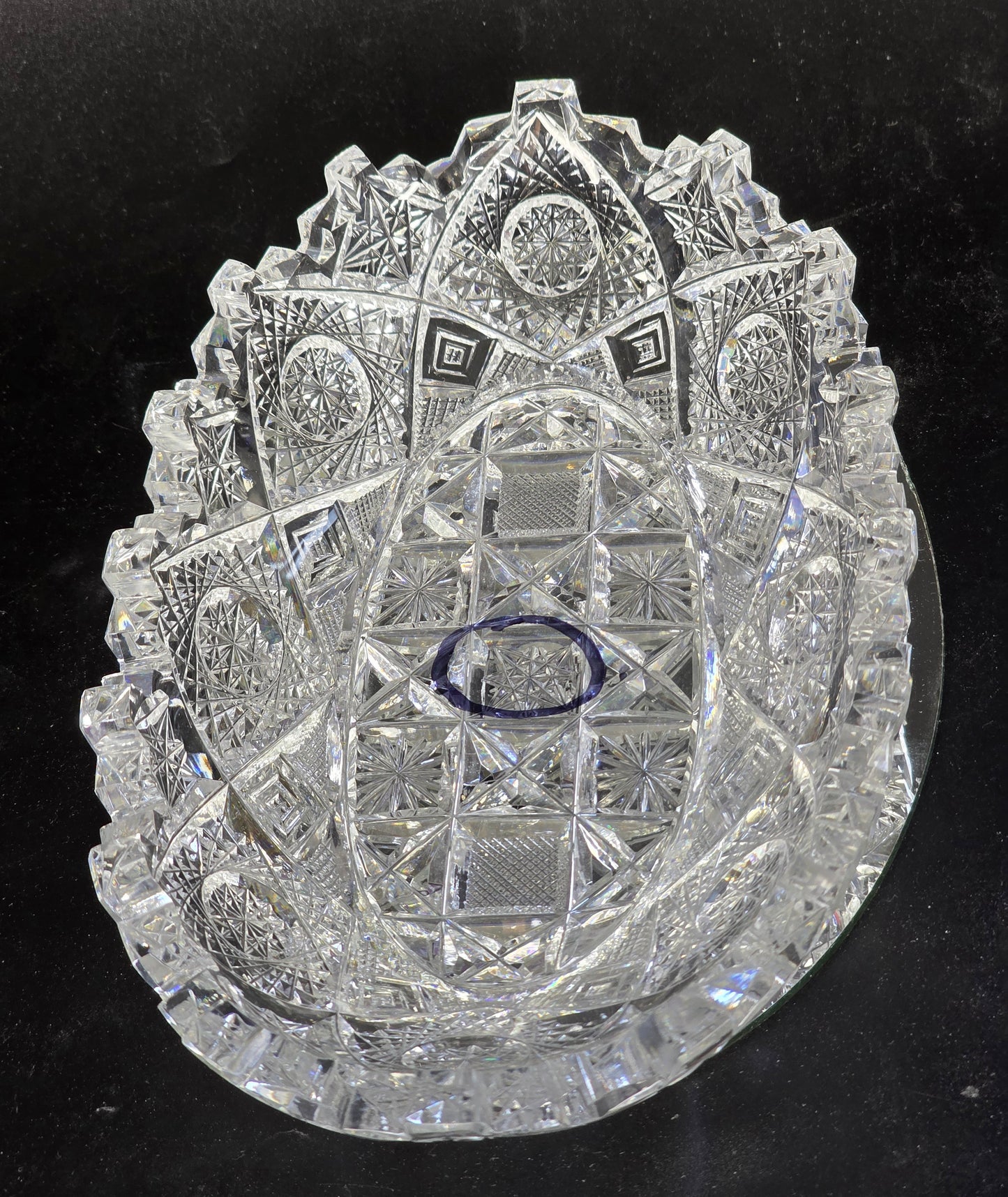 ABP cut glass Signed Clark Prima Donna oval dish American brilliant period pa9