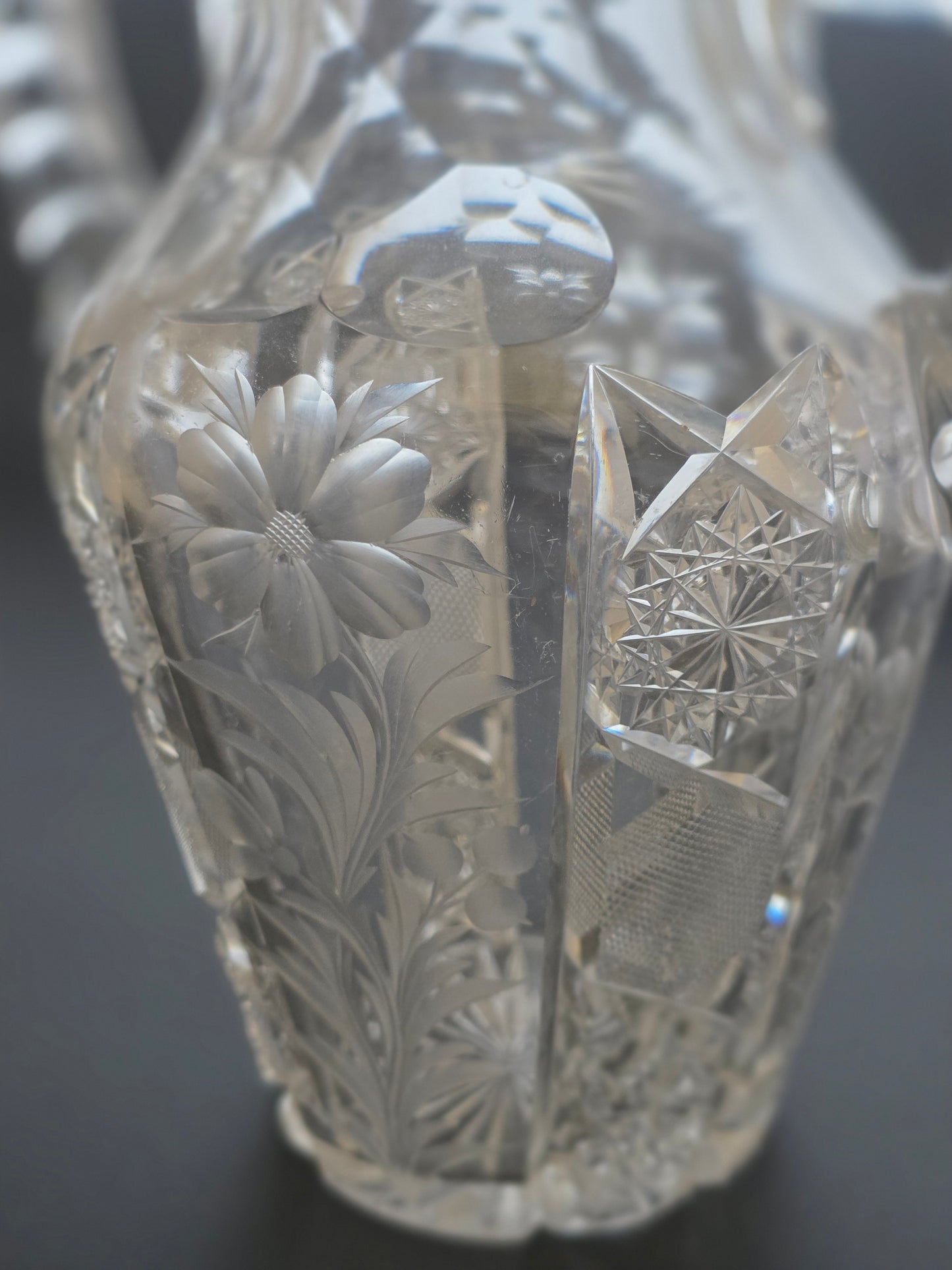 ABP cut glass signed Tuthill vase antique bob40