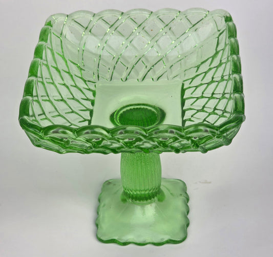 LE Smith medium green trellis cake plate / compote