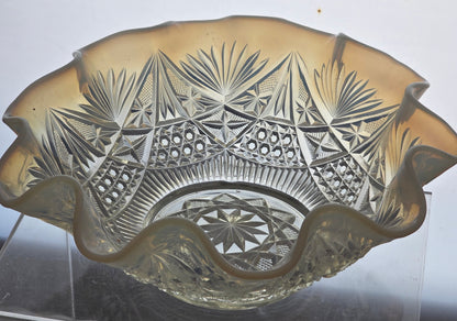 Dugan glass Co. Opalescent Dragon Lady bowl