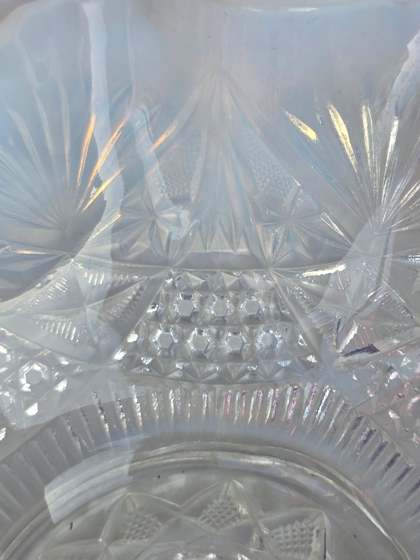 Dugan glass Co. Opalescent Dragon Lady bowl
