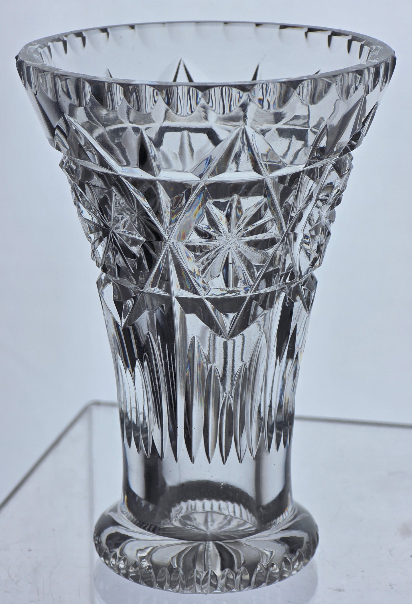 Hand cut glass small vase
