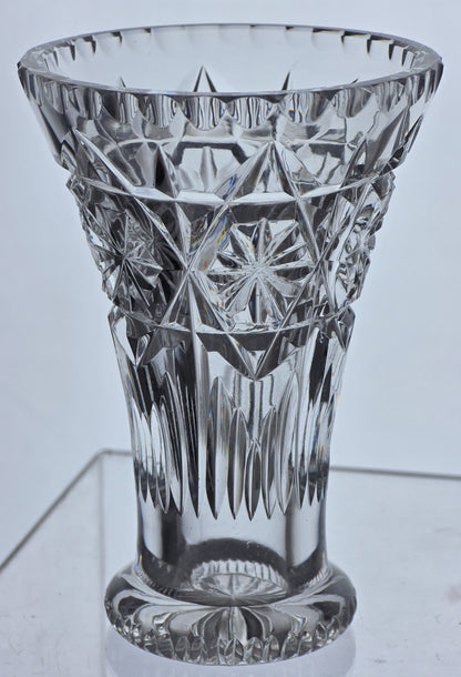 Hand cut glass small vase