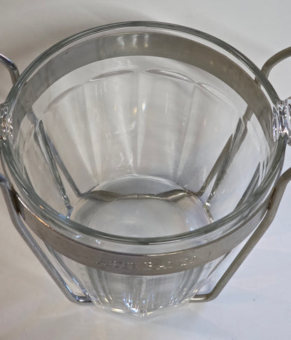 Glass ice tub in silver stand