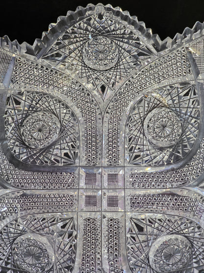 ABP cut glass square bowl American brilliant period 1886 -1915 bob52