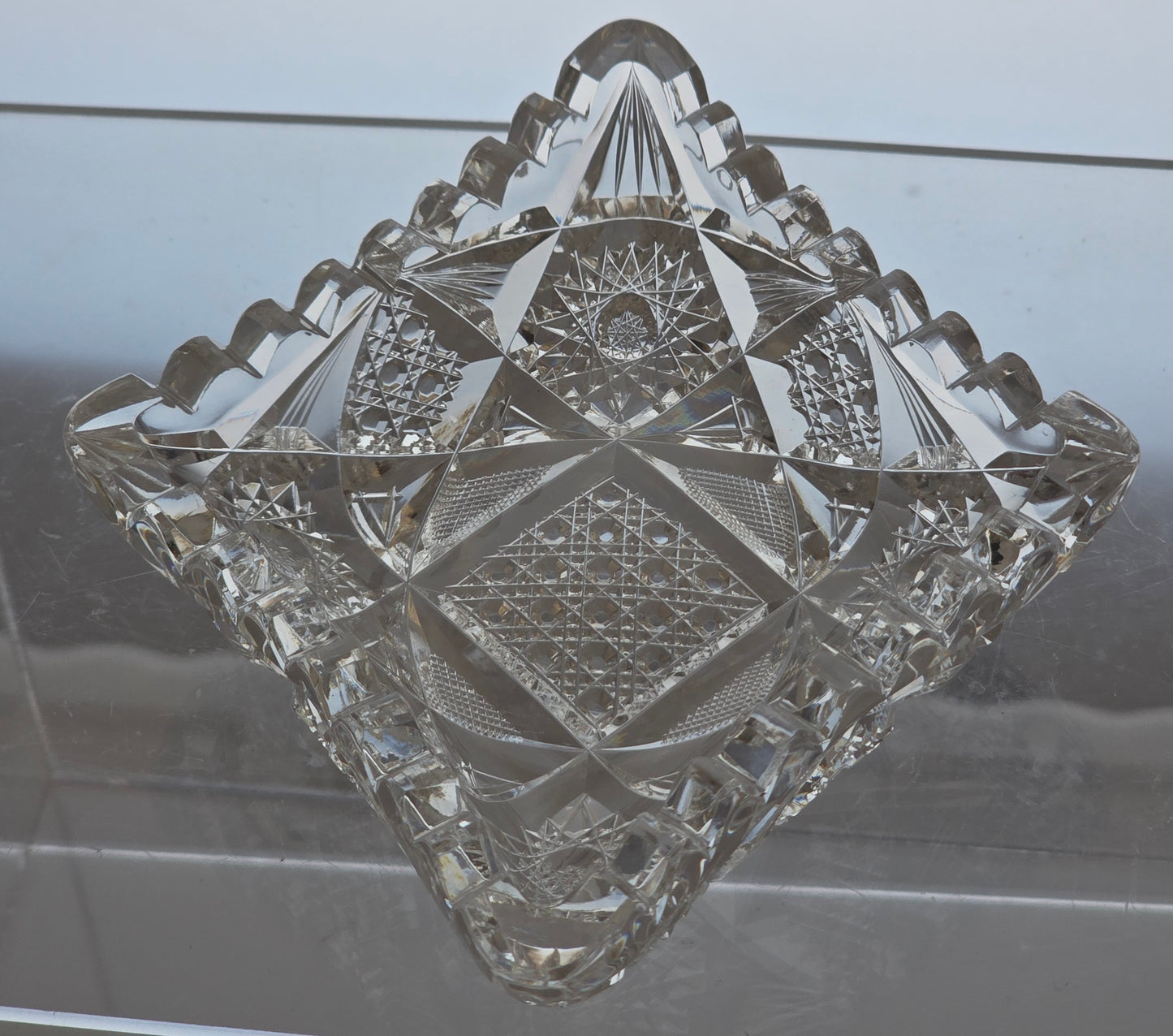 American Brilliant Period hand Cut Glass Bridge set Antique