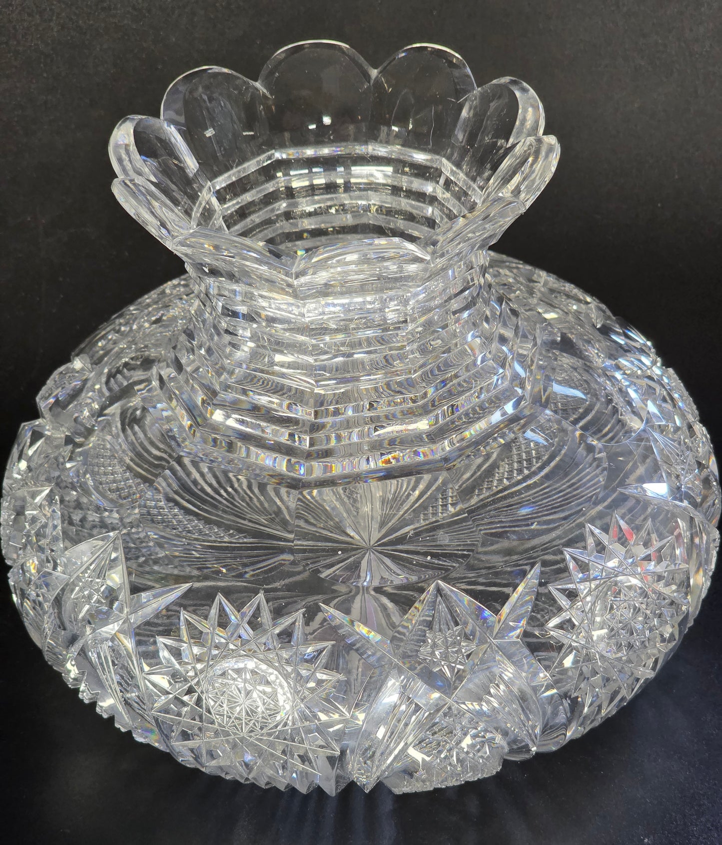 ABP cut glass Libbey Express flower center American brilliant period 1886 -1916 pa7