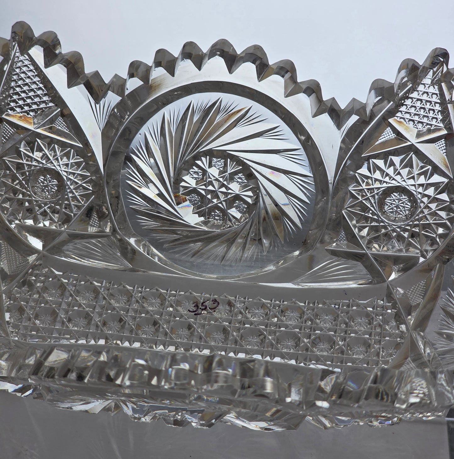 ABP cut glass oval bowl American brilliant period pa5