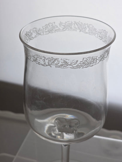 4 Lenox needle etched Crystal Goblets Made in USA Mt Pleasant PA mouth blown