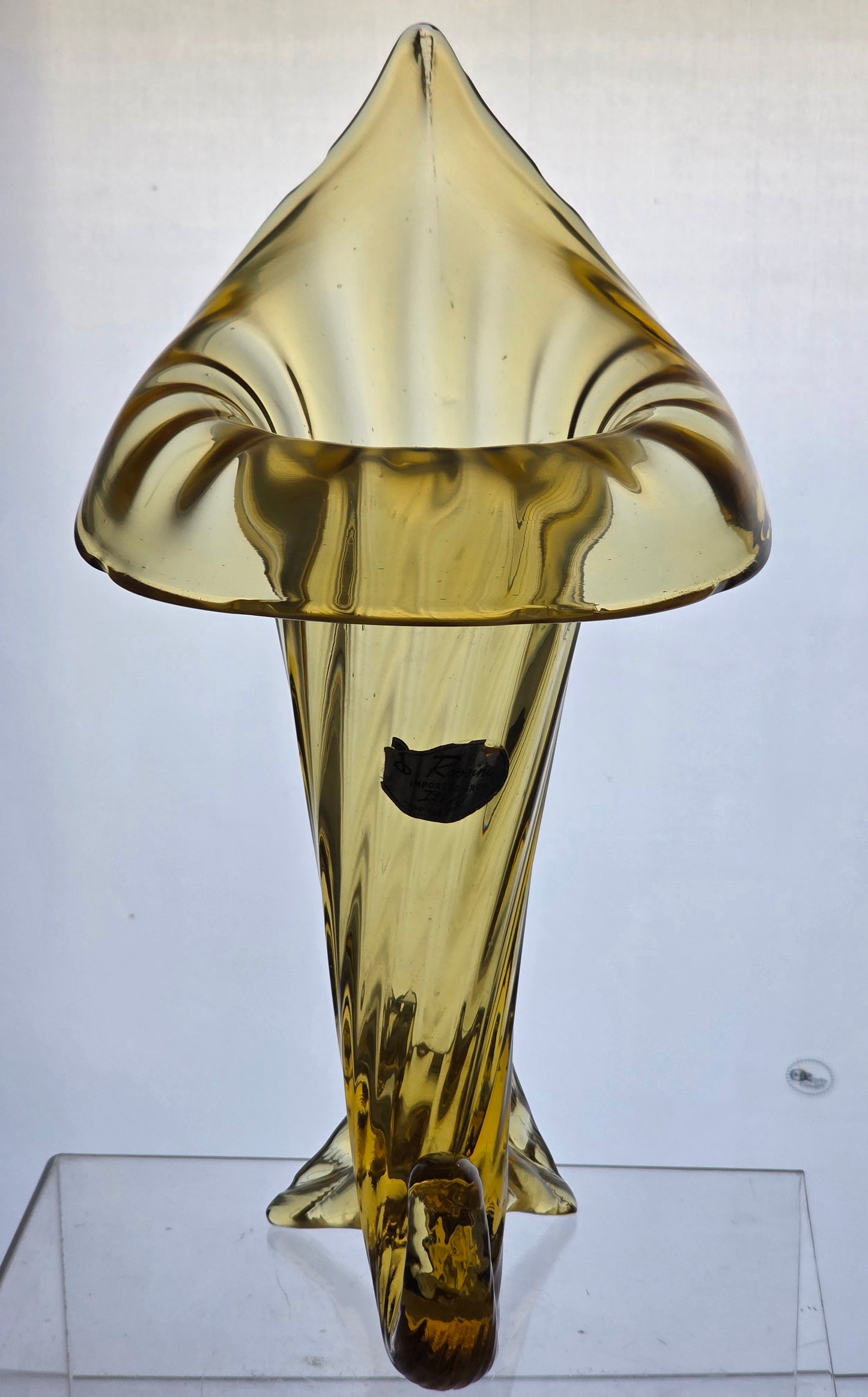 Jack in the pulpit Rossini amber glass vase Italy