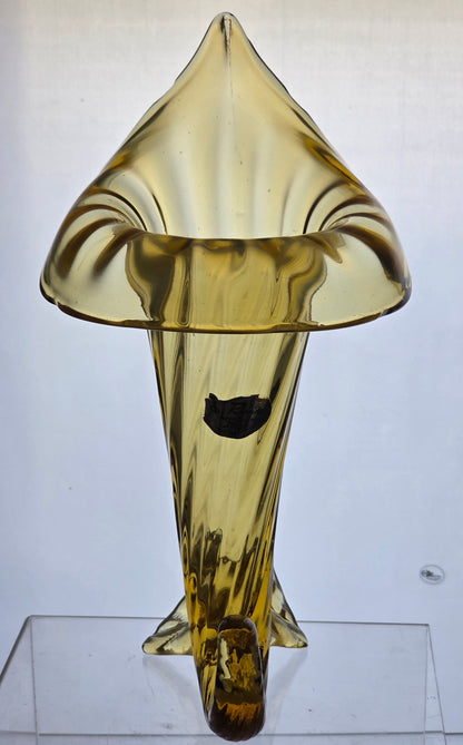 Jack in the pulpit Rossini amber glass vase Italy