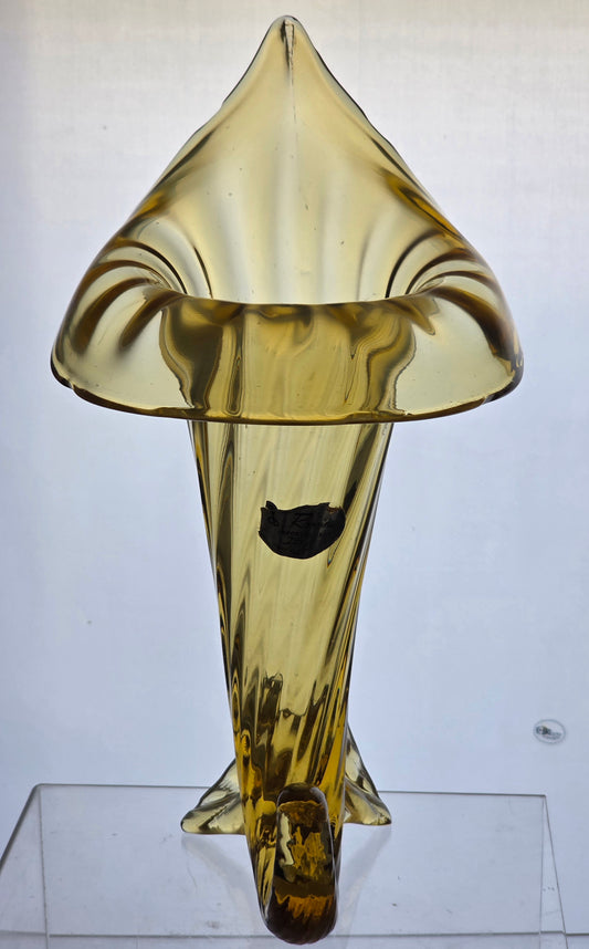 Jack in the pulpit Rossini amber glass vase Italy