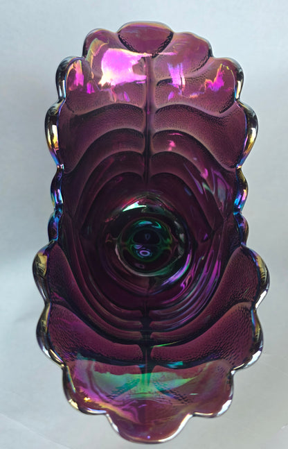 L E Smith Glass oval purple deep bowl/vase