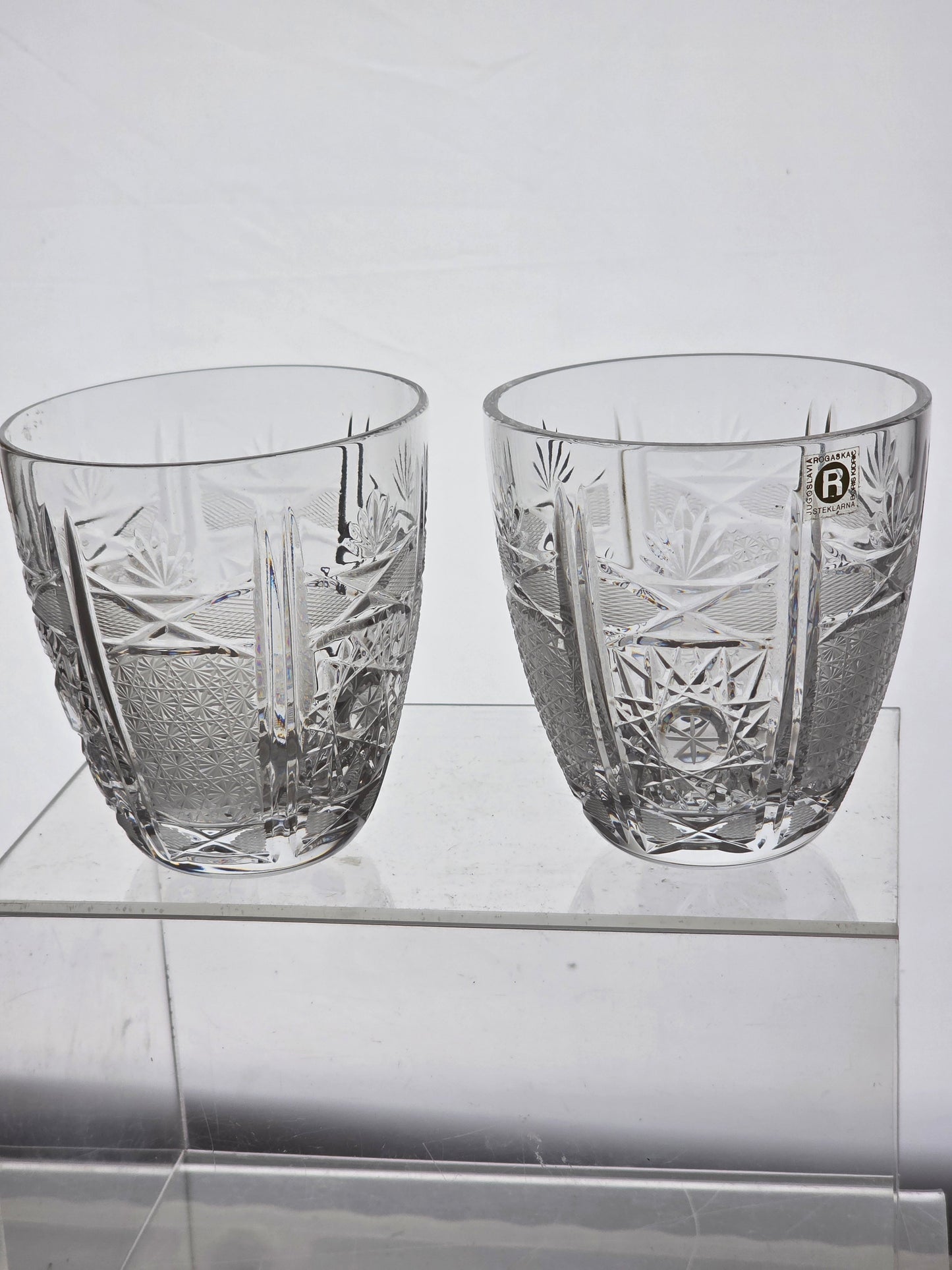 Pair Cut glass Rogaska dor Crystal Hand cut crystal