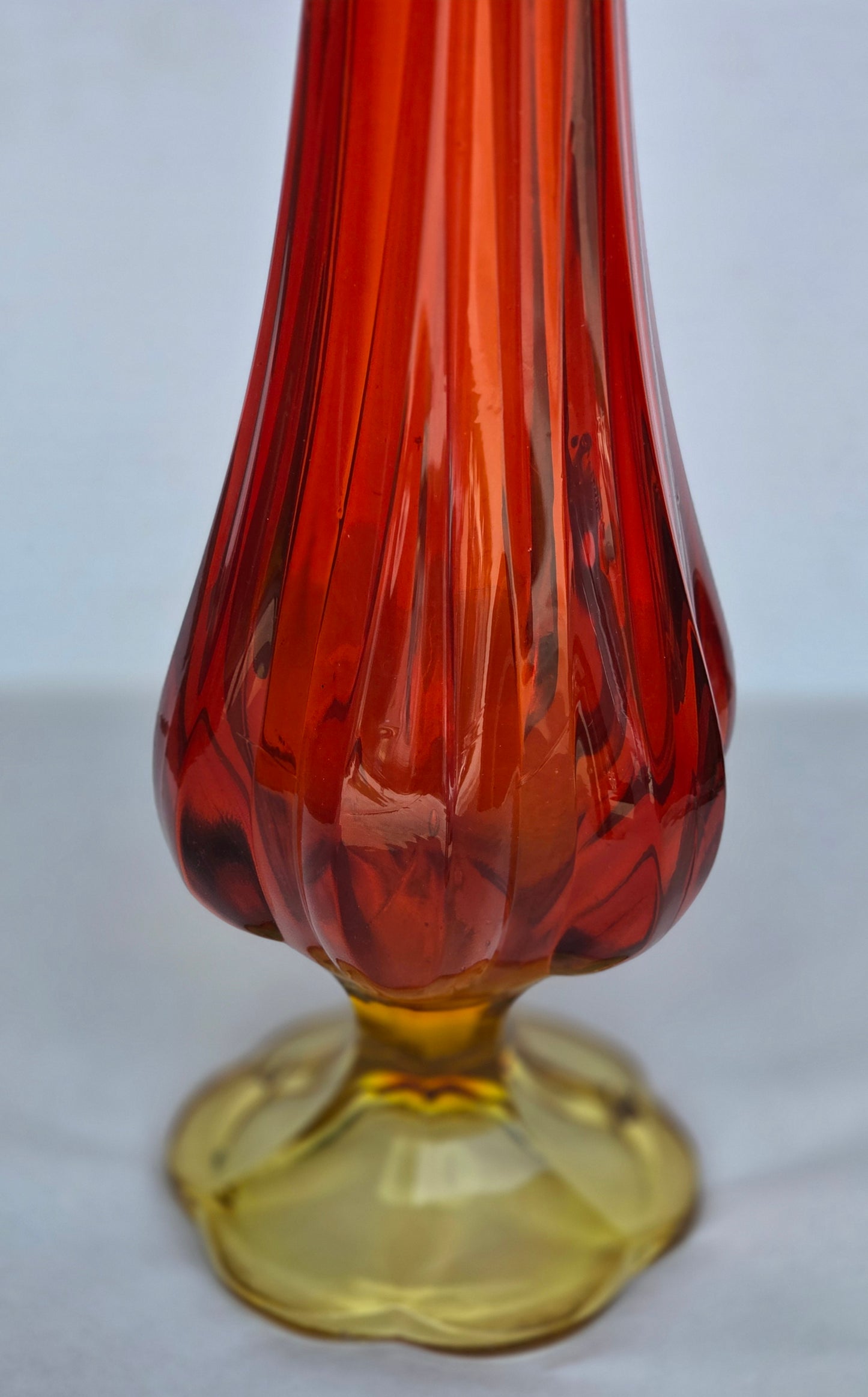 Viking vintage red Glass swung 20" vase