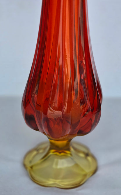 Viking vintage red Glass swung 20" vase
