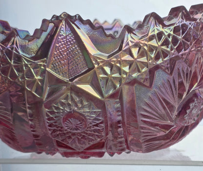 L.E Smith Glass pink carnival bowl
