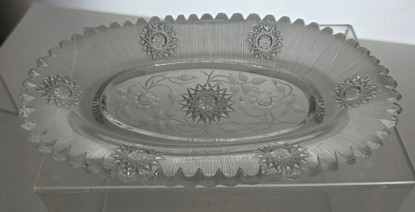 ABP Cut glass oblong shape silver tread dish bob68